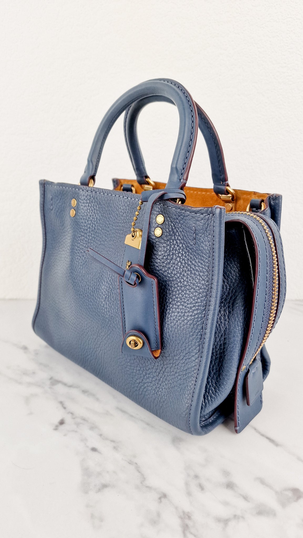 Coach 1941 Rogue 25 in Dark Denim Blue Shoulder Bag Handbag Navy Pebbl –  Essex Fashion House