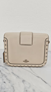Coach Page Crossbody Bag Chalk Smooth Leather With Western Rivets and Snakeskin - Handbag - Coach 86731
