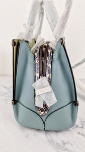 Coach Mason Carryall in Sage Pale Blue Green Smooth Leather with Snakeskin C Turnlock - Coach 38717 - Handbag