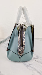 Coach Mason Carryall in Sage Pale Blue Green Smooth Leather with Snakeskin C Turnlock - Coach 38717 - Handbag