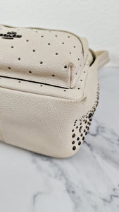 Coach Mini Campus Backpack in Chalk White Pebble Leather with Bandana Rivets - Coach 55628
