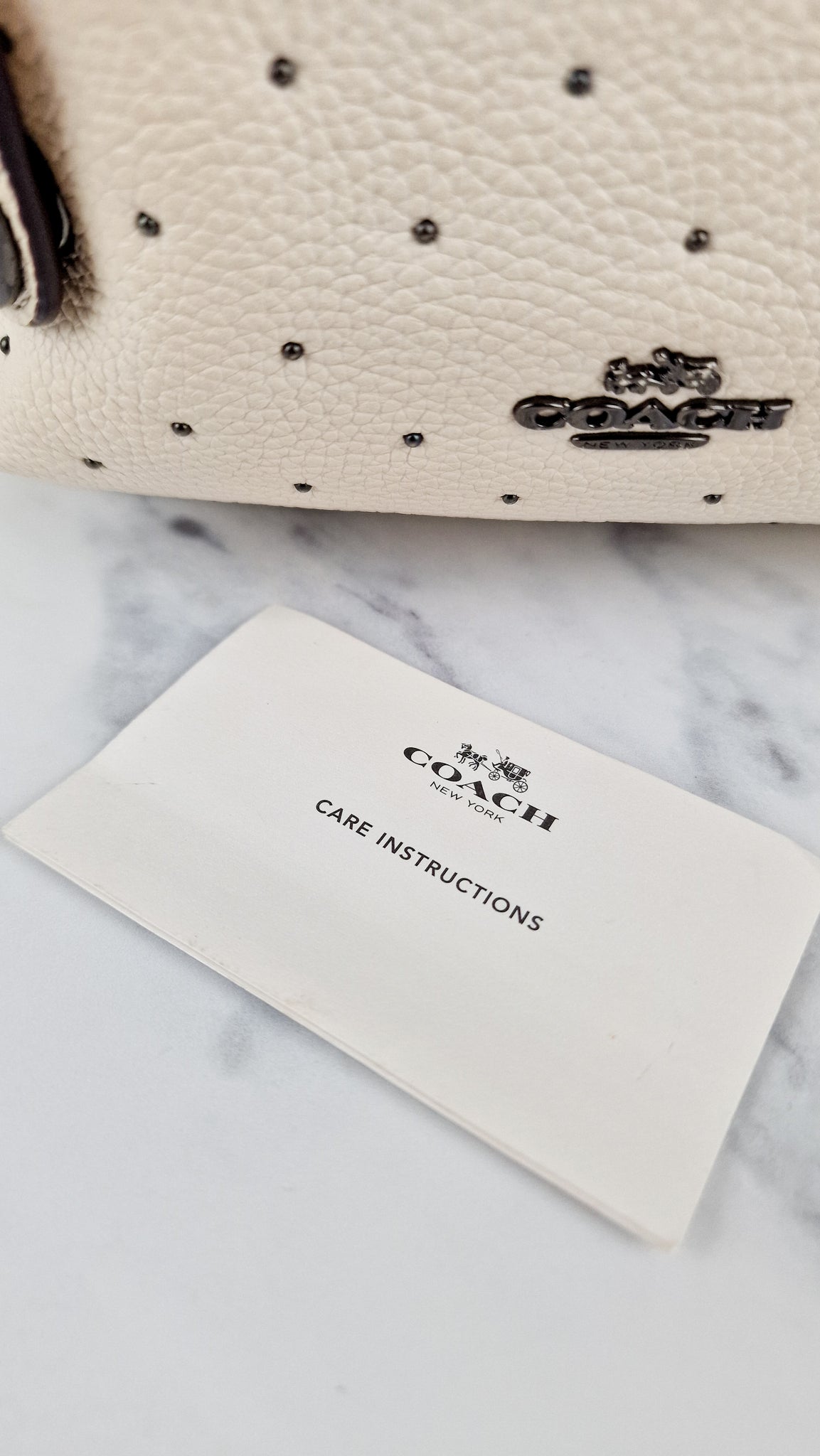 coach backpack white with black words Coach Mini Campus Backpack in Chalk White Pebble Leather with Bandana – Essex Fashion House
