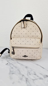 coach campus backpack in pebble leather Coach Mini Campus Backpack in Chalk White Pebble Leather with Bandana – Essex Fashion House