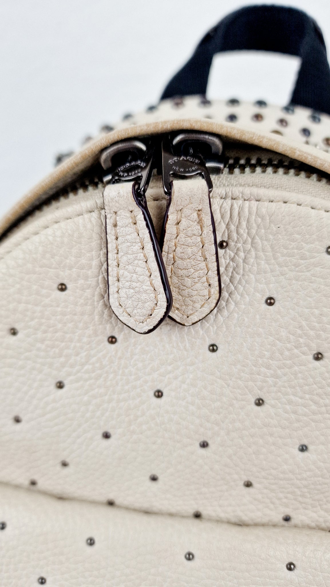coach bags campus backpack Coach Mini Campus Backpack in Chalk White Pebble Leather with Bandana – Essex Fashion House