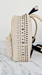 Coach Mini Campus Backpack in Chalk White Pebble Leather with Bandana Rivets - Coach 55628