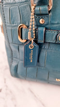 Load image into Gallery viewer, Coach Mini Blake Carryall in Teal Croc Embossed Leather - Handbag Crossbody Bag - Coach F37665
