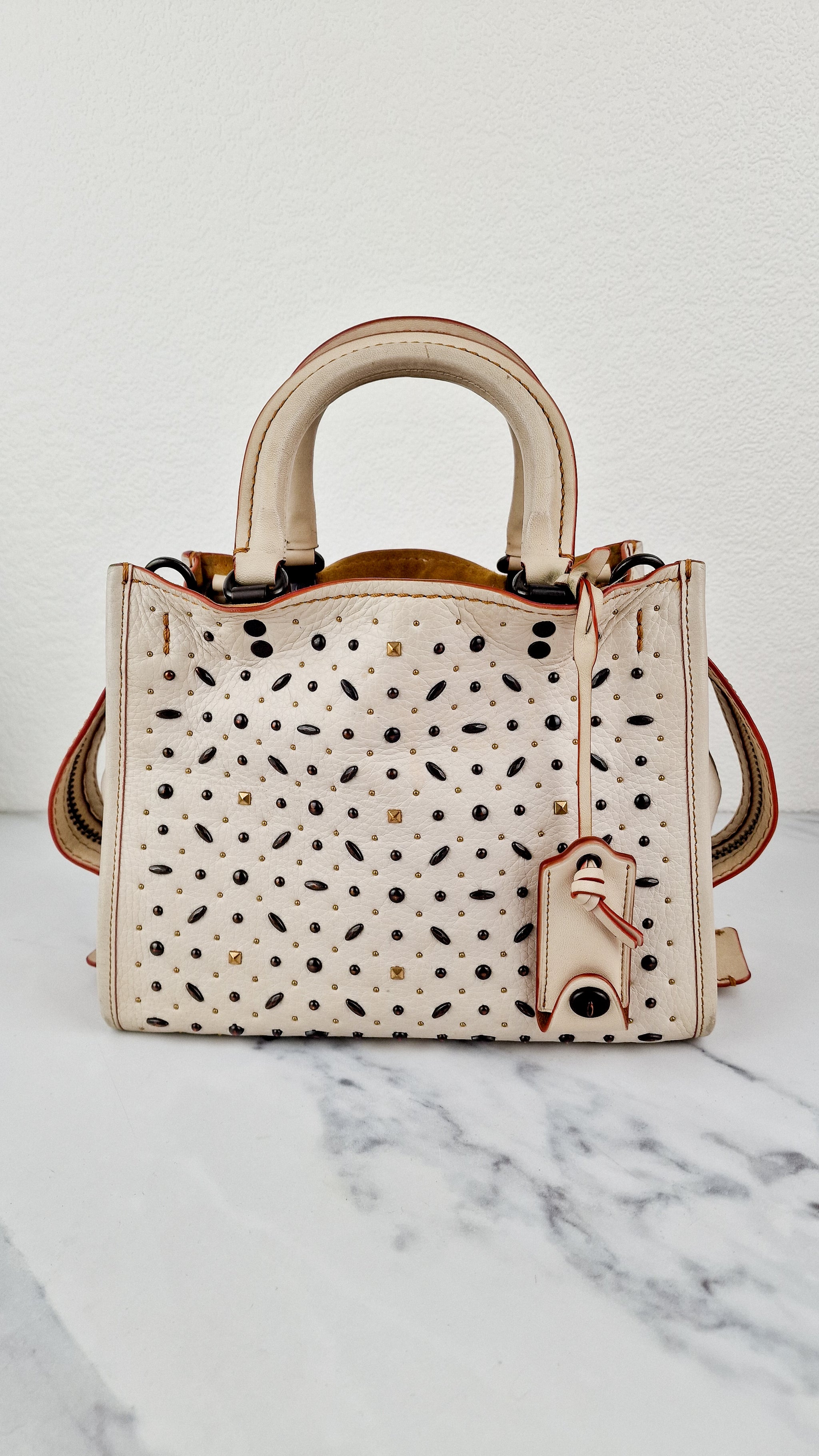 coach 55628 bandana rivet leather mini campus backpack in Chalk White Pebble with Essex Fashion House All Bags Tagged "Rivets"