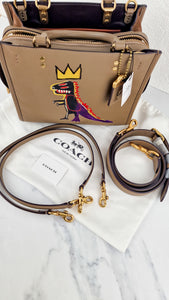 Coach x Jean-Michel Basquiat Rogue 25 Pez Dispenser Dinosaur Bag in Elm Leather & Suede - Handbag Crosbody Shoulder Bag in Taupe Beechwood Coach 6889