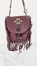 Load image into Gallery viewer, Coach 1941 Fringe Saddle Bag Pyramid Rivets in Oxblood Smooth Leather &amp; Ram Charm - Coach 48617
