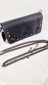 Coach 1941 Dinky Black with Crystal Bow Embellishment - Smooth Leather Crossbody Bag Coach 38646