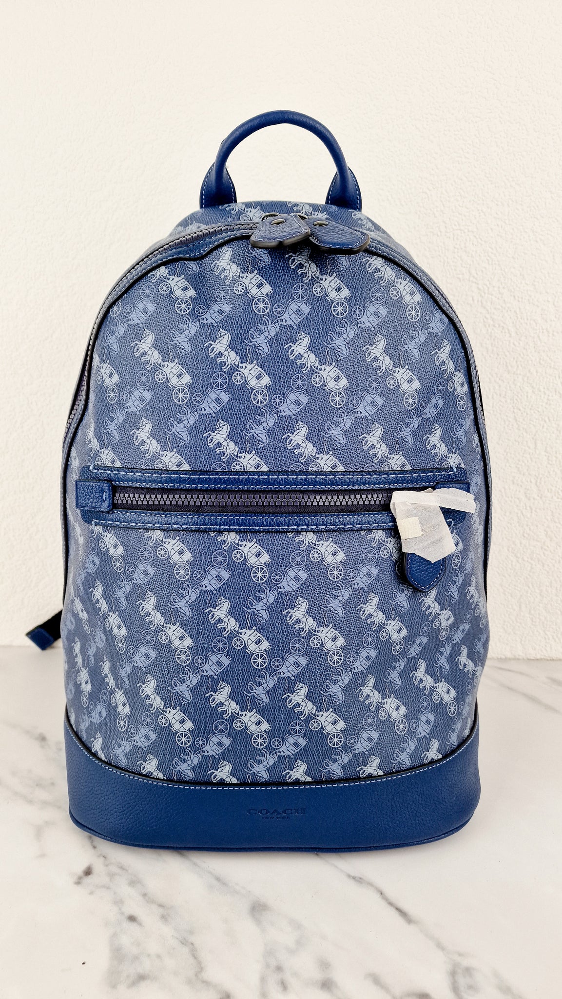coach backpack imprented with horse and carrige Coach Barrow Backpack With Horse And Carriage Print Blue Bag