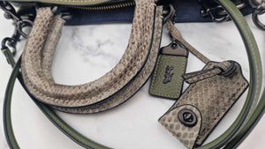 Coach 1941 Rogue 36 in Army Green Olive with Genuine Snakeskin Handles - Shoulder Bag Handbag - Coach 58965