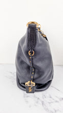 Load image into Gallery viewer, Coach 1941 Duffle Bag with Border Rivets in Black Pebble Leather with Zip Top Tea Rose - Crossbody bag
