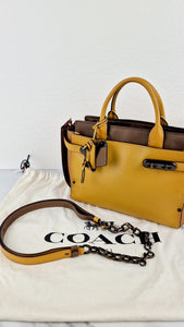 vCoach 1941 Double Swagger Flax Yellow Handbag C Chain Strap Leather Bag - Coach 25831