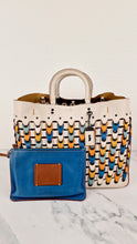 Load image into Gallery viewer, Coach 1941 Rogue Tote Bag With Links in Chalk Smooth Leather Blue, Yellow Colorblock Handbag Coach 10496
