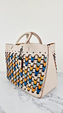 Load image into Gallery viewer, Coach 1941 Rogue Tote Bag With Links in Chalk Smooth Leather Blue, Yellow Colorblock Handbag Coach 10496
