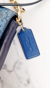 Coach Crosstown Crossbody Bag in Blue Snake Embossed Leather With Chain Detail & Turnlock