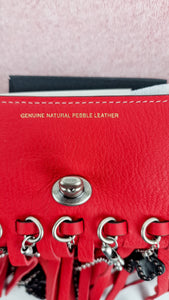 Coach 1941 Dinkier in Vermillion Red with Wild Tea Roses Studs & Fringes - Crossbody Bag Clutch Mini Dinky - Coach 86852