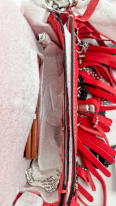 Coach 1941 Dinkier in Vermillion Red with Wild Tea Roses Studs & Fringes - Crossbody Bag Clutch Mini Dinky - Coach 86852
