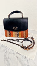 Load image into Gallery viewer, Coach Parker Top Handle With Signature Canvas Patchwork Stripes And Snakeskin Detail - Coach 79269
