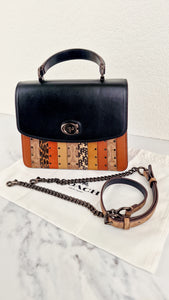 Coach Parker Top Handle With Signature Canvas Patchwork Stripes And Snakeskin Detail - Coach 79269