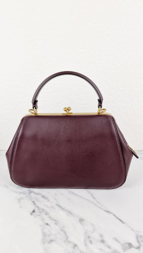 Coach 1941 Frame Bag with Kisslock in Oxblood Smooth Leather - Crossbody Handbag - Coach 68136