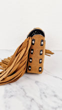 Load image into Gallery viewer, Coach 1941 Dinky in Light Saddle Tan Brown Cervo Suede with Fringe &amp; Light Antique Nickel Concho Turnlock - Crossbody Bag Shoulder Bag - Coach 86821
