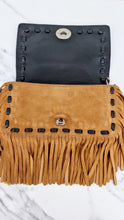 Load image into Gallery viewer, Coach 1941 Dinky in Light Saddle Tan Brown Cervo Suede with Fringe &amp; Light Antique Nickel Concho Turnlock - Crossbody Bag Shoulder Bag - Coach 86821
