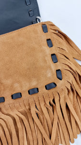 Coach 1941 Dinky in Light Saddle Tan Brown Cervo Suede with Fringe & Light Antique Nickel Concho Turnlock - Crossbody Bag Shoulder Bag - Coach 86821