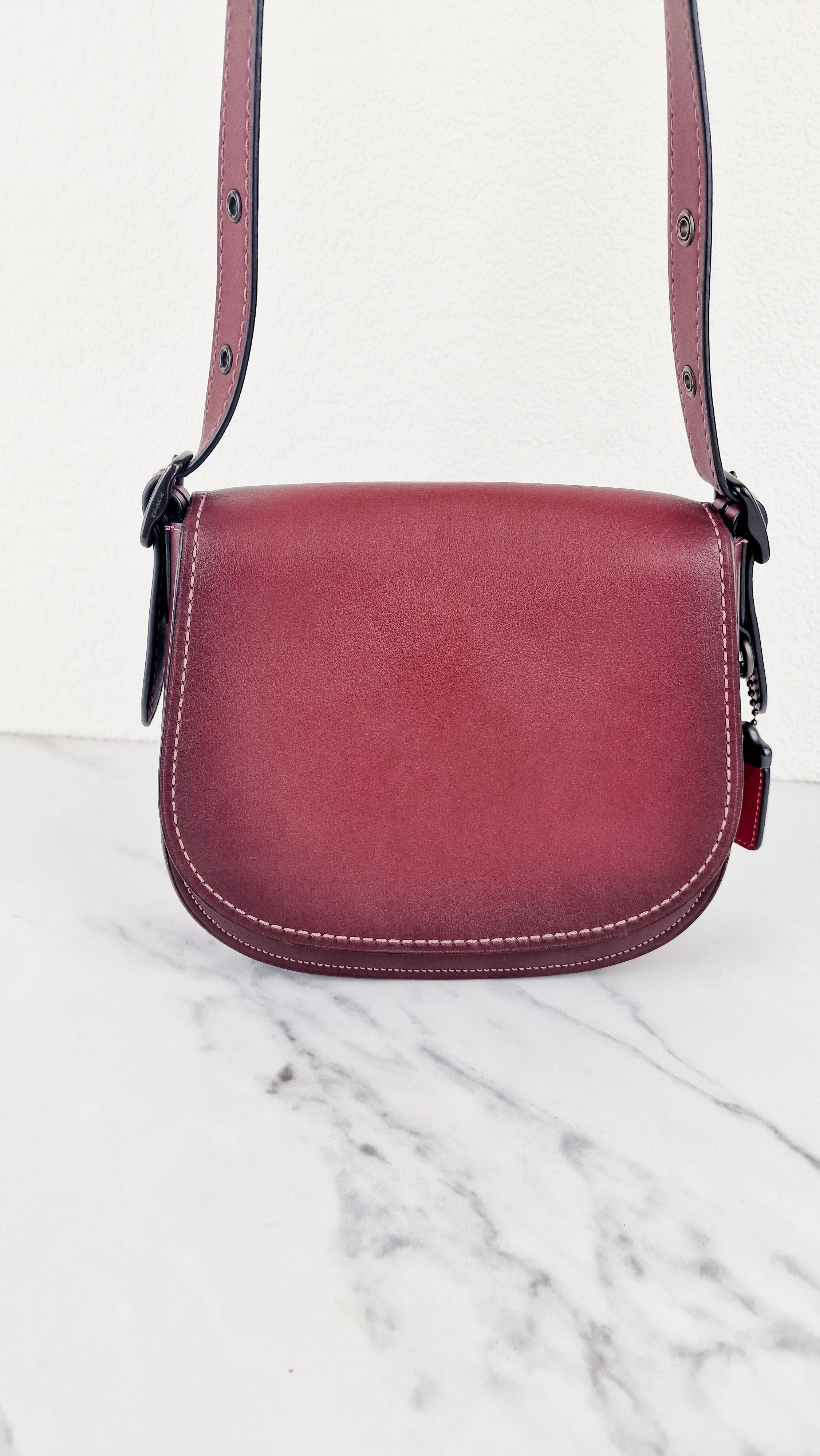 Coach 1941 Saddle 23 Bag in Burgundy Smooth Leather