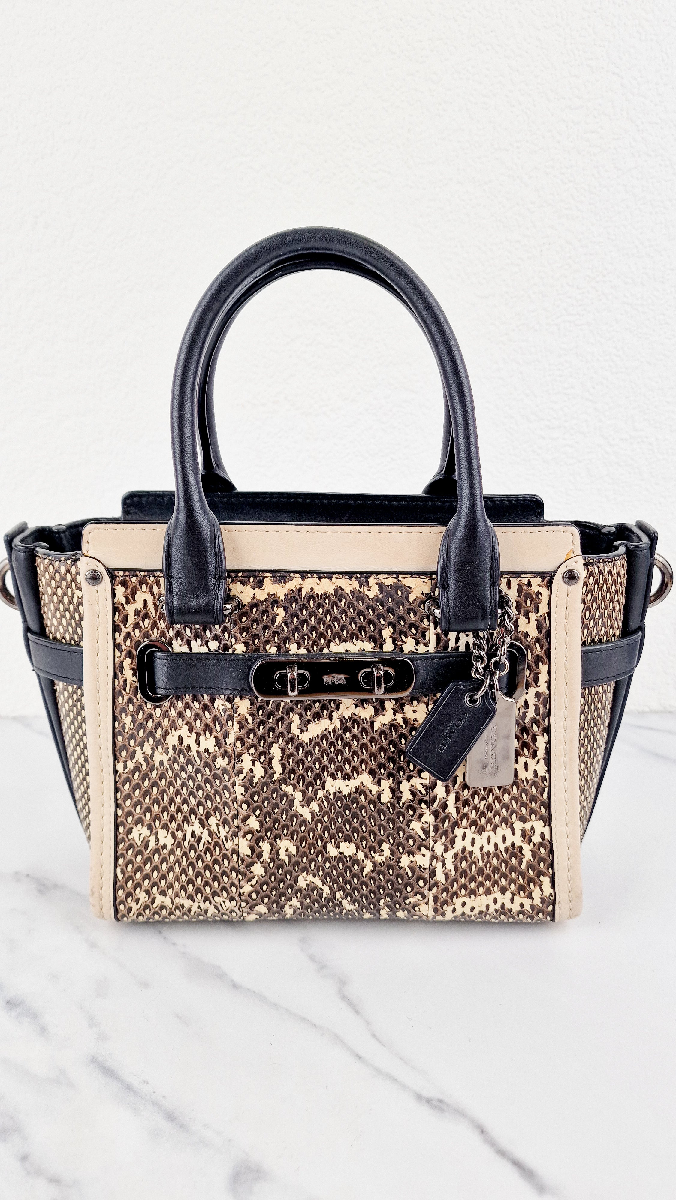 Coach Swagger 21 in Snakeskin Black & White Chalk Colorblock