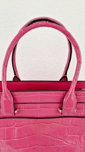 Coach Swagger Frame Bag in Pink Croc Embossed Leather - Handbag Crossbody Bag - Coach 37998