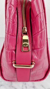 Coach Swagger Frame Bag in Pink Croc Embossed Leather - Handbag Crossbody Bag - Coach 37998'