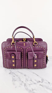 RARE Coach Prestyn Sample Bag in Purple Smooth Leather with Brass Border Rivets - 1941 Bag Coach 31734
