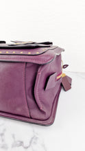 Load image into Gallery viewer, RARE Coach Prestyn Sample Bag in Purple Smooth Leather with Brass Border Rivets - 1941 Bag Coach 31734
