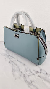 Coach Mason Carryall in Sage Pale Blue Green Smooth Leather & Snakeskin - Coach 38717