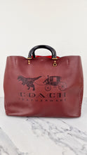 Load image into Gallery viewer, Coach 1941 Rogue Tote 38 Bag Rexy and Cart in Burgundy Smooth Leather Handbag - Coach 22256
