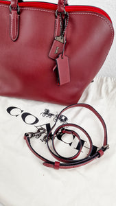 Coach 1941 Dakotah Satchel in Burgundy Red Smooth Leather Handbag Crossbody Bag - Coach 59132