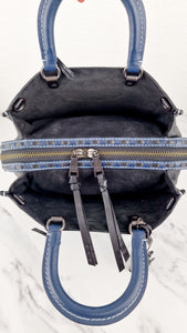 Coach 1941 Rogue 31 Prussian Blue Western Whiplash Whipstitch with Black Suede Lining Handbag Coach 58122
