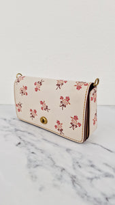 Coach 1941 Dinky Crossbody Bag in Chalk Smooth Leather With Floral Bow Pink Flowers - Coach 28433