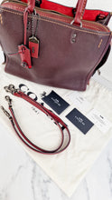Load image into Gallery viewer, Coach 1941 Rogue 31 Oxblood Brown Pebble Leather Red Suede Lining Satchel Handbag Coach 38124
