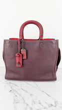 Load image into Gallery viewer, Coach 1941 Rogue 31 Oxblood Brown Pebble Leather Red Suede Lining Satchel Handbag Coach 38124
