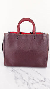 Coach 1941 Rogue 31 Oxblood Brown Pebble Leather Red Suede Lining Satchel Handbag Coach 38124