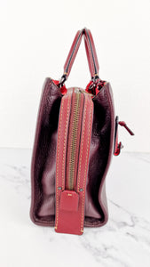 Coach 1941 Rogue 31 Oxblood Brown Pebble Leather Red Suede Lining Satchel Handbag Coach 38124