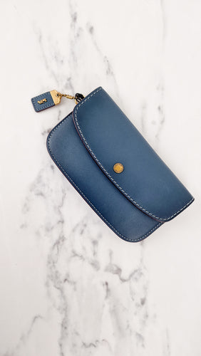 Coach 1941 Clutch Wallet Wristlet in Dark Denim Blue Smooth Leather - Coach 58818