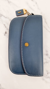 Coach 1941 Clutch Wallet Wristlet in Dark Denim Blue Smooth Leather - Coach 58818