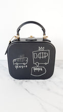 Load image into Gallery viewer, Coach x Jean-Michel Basquiat Square Bag with Banana artwork - Smooth Black Leather Crossbody Bag Handbag - Coach 6898
