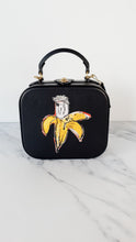 Load image into Gallery viewer, Coach x Jean-Michel Basquiat Square Bag with Banana artwork - Smooth Black Leather Crossbody Bag Handbag - Coach 6898
