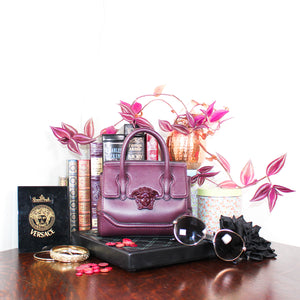 Versace Empire Mini Burgundy Medusa Handbag