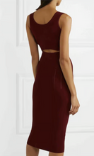 Load image into Gallery viewer, Alexander McQueen McQ Burgundy Knit Bodycon Zip Dress with Back Cutout Dark Red
